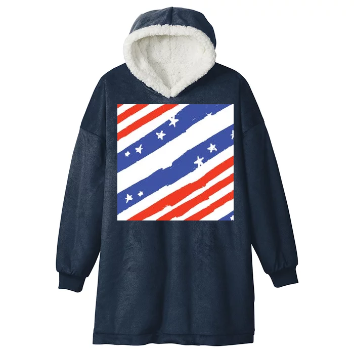 United States Patriotic Flag Hooded Wearable Blanket