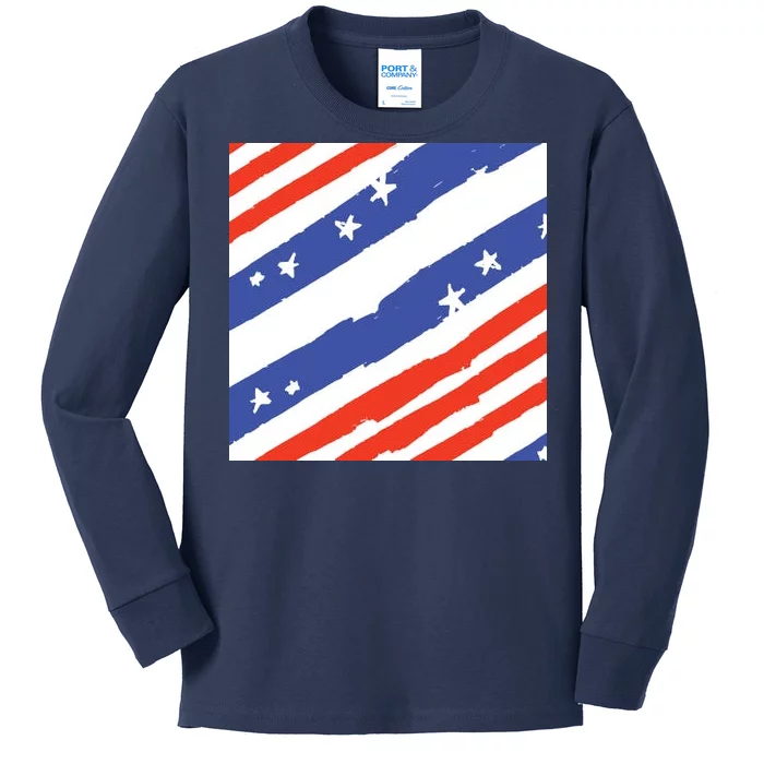 United States Patriotic Flag Kids Long Sleeve Shirt