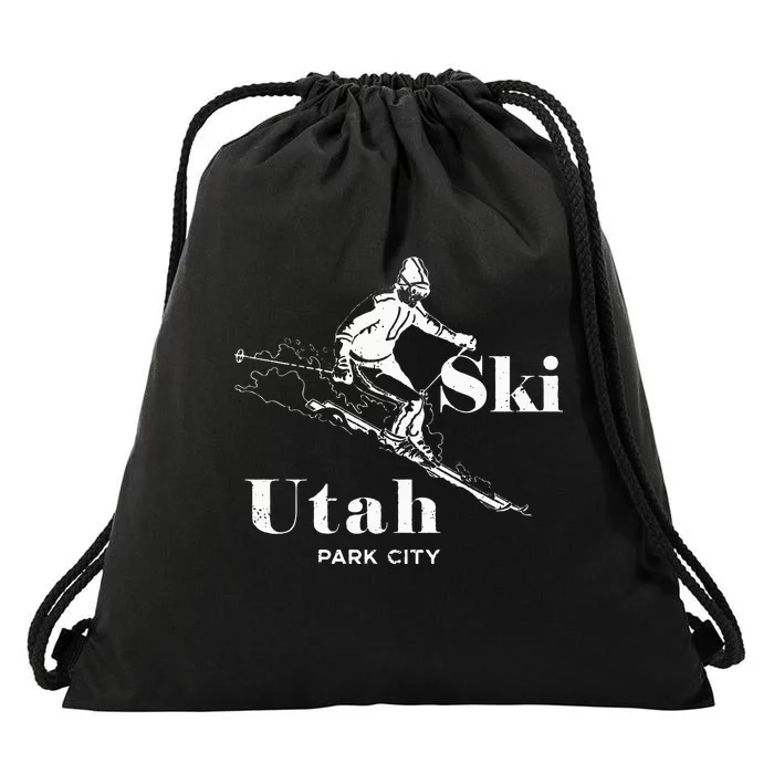 Utah Skiing Park City Drawstring Bag