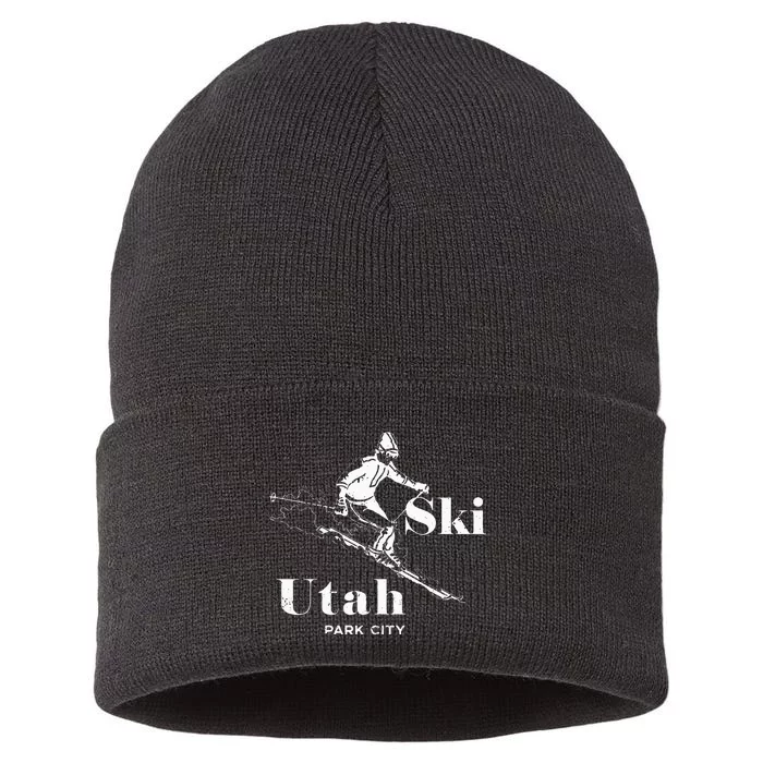 Utah Skiing Park City Sustainable Knit Beanie