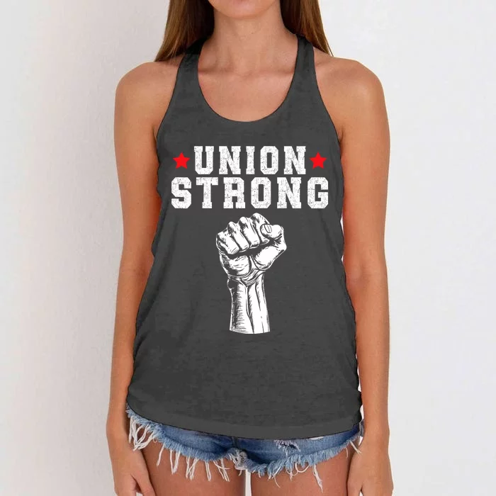 Union Strong Pro Union Worker Labor Union Workers Rights Women's Knotted Racerback Tank