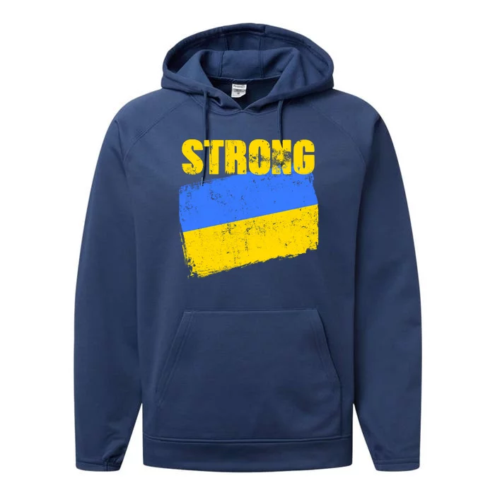 Ukrainian Strong Pride Ukraine Flag Support Free Ukrainians Performance Fleece Hoodie