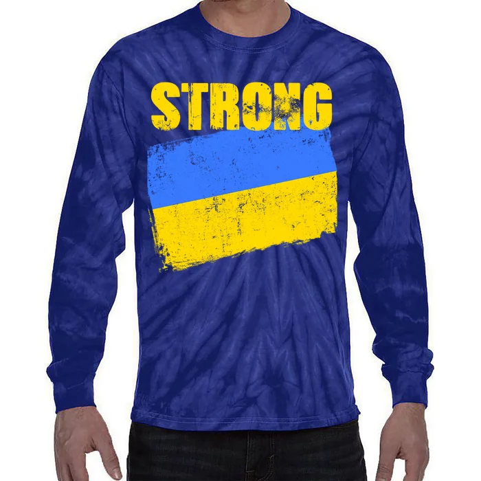 Ukrainian Strong Pride Ukraine Flag Support Free Ukrainians Tie-Dye Long Sleeve Shirt