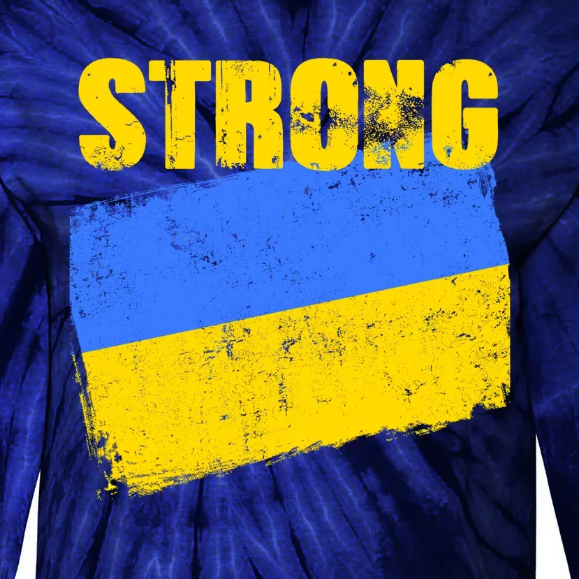 Ukrainian Strong Pride Ukraine Flag Support Free Ukrainians Tie-Dye Long Sleeve Shirt