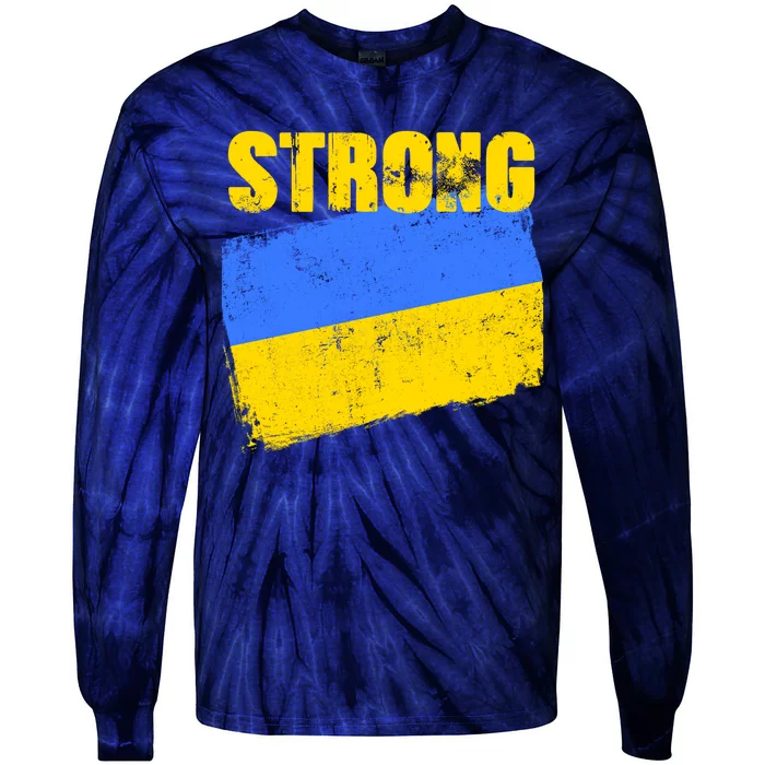 Ukrainian Strong Pride Ukraine Flag Support Free Ukrainians Tie-Dye Long Sleeve Shirt