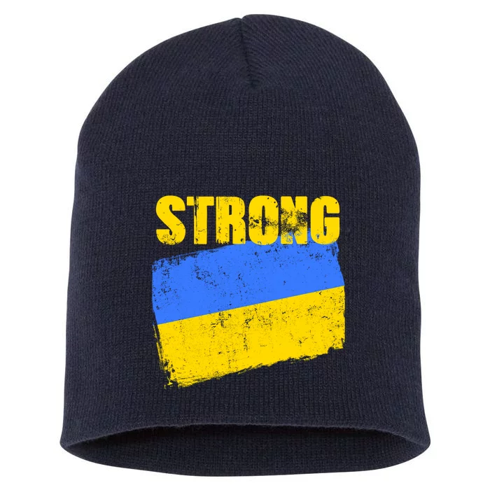 Ukrainian Strong Pride Ukraine Flag Support Free Ukrainians Short Acrylic Beanie