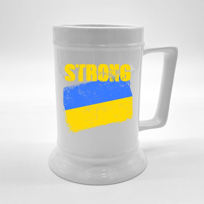 Ukrainian Strong Pride Ukraine Flag Support Free Ukrainians Front & Back Beer Stein