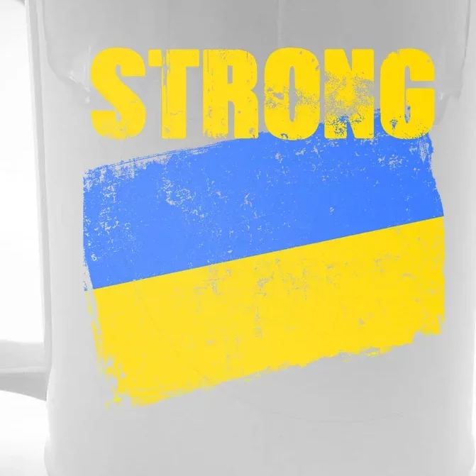 Ukrainian Strong Pride Ukraine Flag Support Free Ukrainians Front & Back Beer Stein