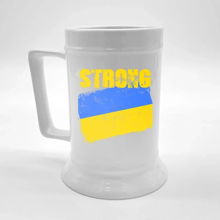 Ukrainian Strong Pride Ukraine Flag Support Free Ukrainians Front & Back Beer Stein