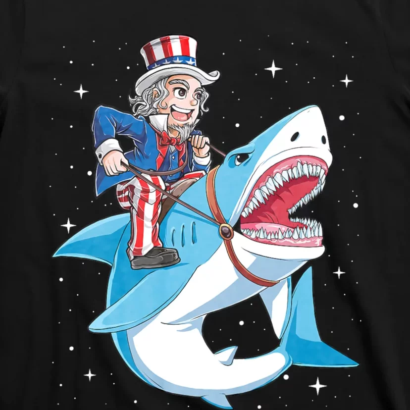 Uncle Sam Riding Shark 4th Of July T-Shirt