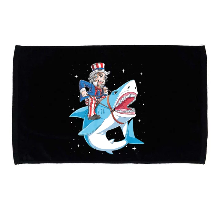 Uncle Sam Riding Shark 4th Of July Microfiber Hand Towel