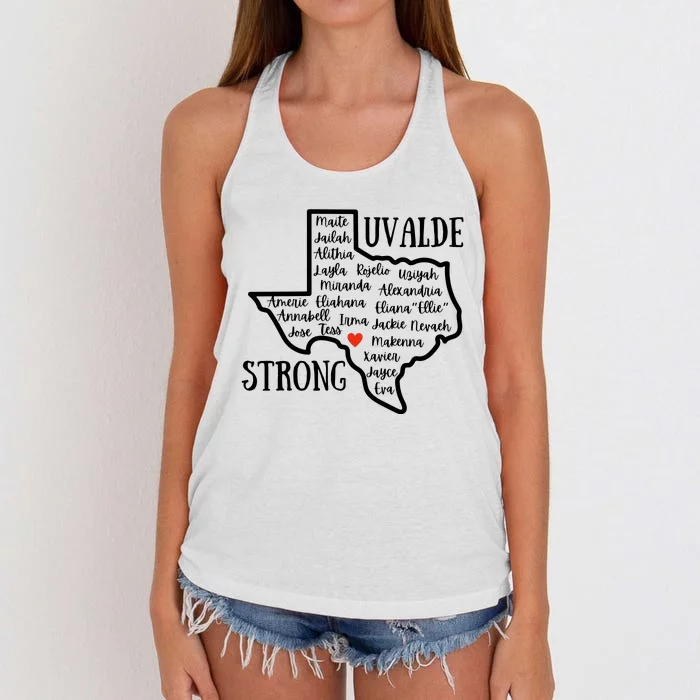 Uvalde Strong Remember The Victims Women's Knotted Racerback Tank