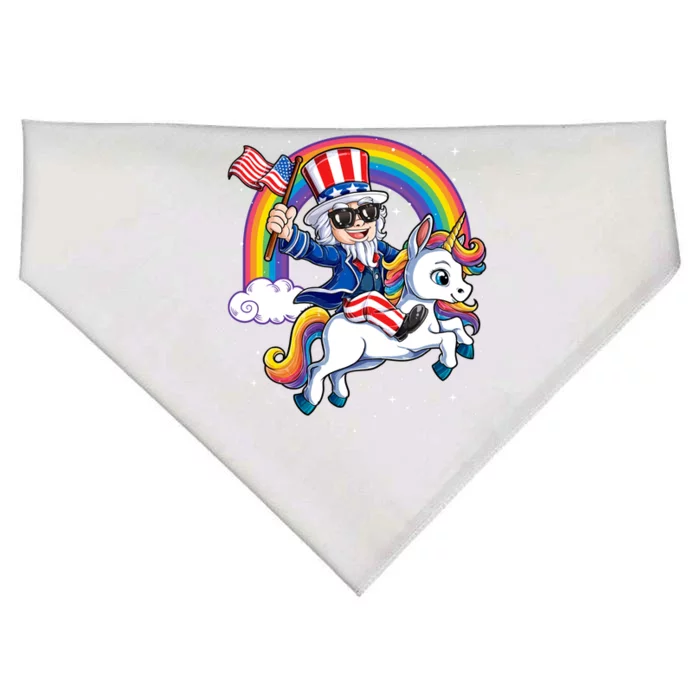 Uncle Sam Riding Unicorn 4th Of July Mericorn Rainbow Gift USA-Made Doggie Bandana