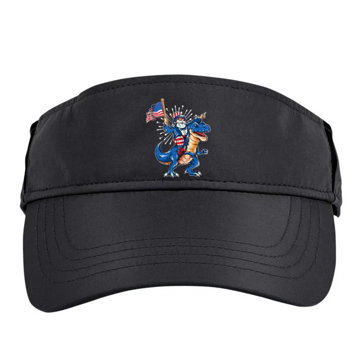 Uncle Sam Riding a dinosaur 4th of July American Flag Adult Drive Performance Visor