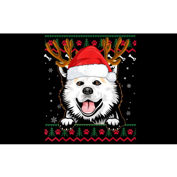 Ugly Sweater Reindeer Santa Christmas American Eskimo Dog Bumper Sticker