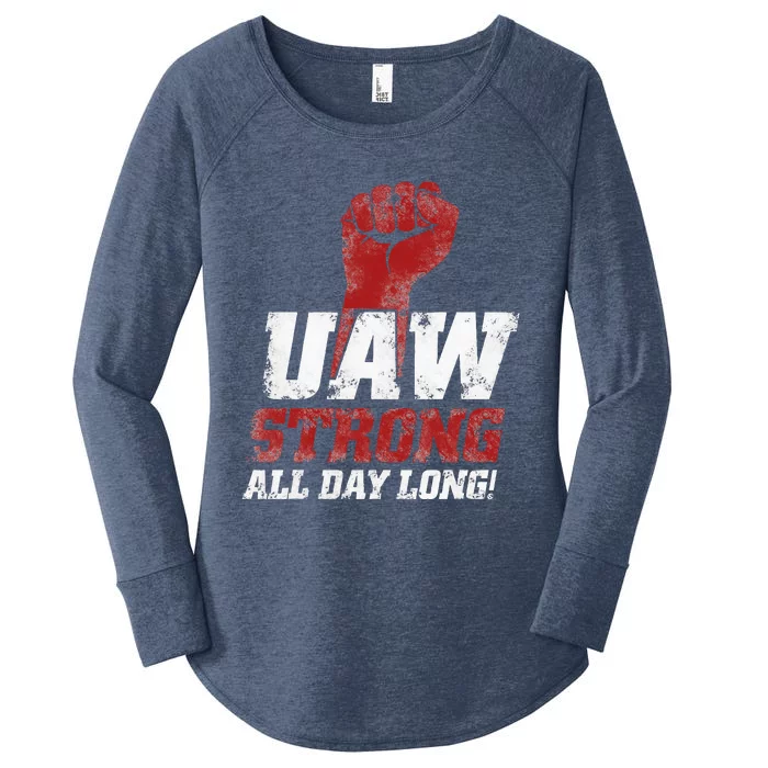 UAW Strike Red United Auto Workers Union UAW Strong Women's Perfect Tri Tunic Long Sleeve Shirt