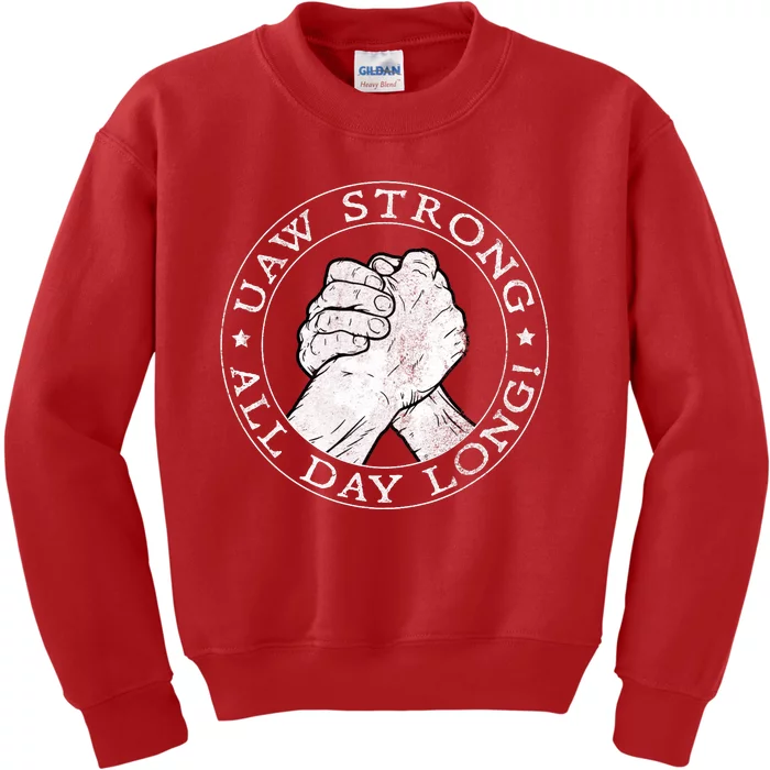 UAW Strike Red United Auto Workers Picket Sign Kids Sweatshirt