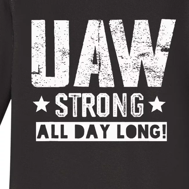 UAW Strike Red UAW Union Strike Solidarity UAW Strong Baby Long Sleeve Bodysuit