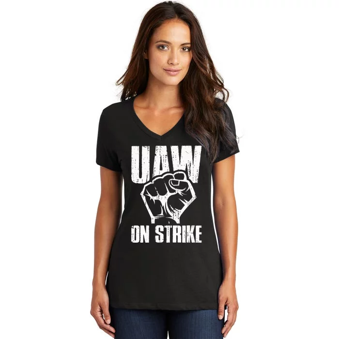 UAW Strike Red United Auto Workers Picket Sign Women's V-Neck T-Shirt