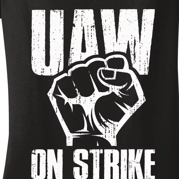 UAW Strike Red United Auto Workers Picket Sign Women's V-Neck T-Shirt