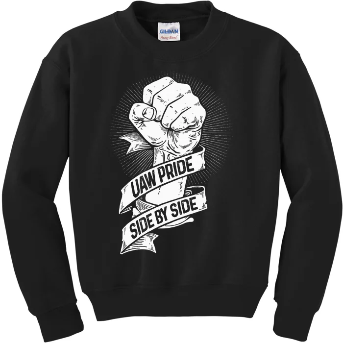 UAW Strike Red United Auto Workers Picket Sign Kids Sweatshirt