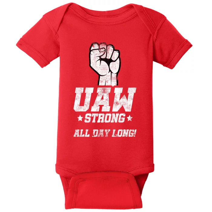 UAW Strike Red United Auto Workers Picket Sign Baby Bodysuit