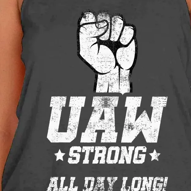 UAW Strike Red United Auto Workers Picket Sign Women's Knotted Racerback Tank