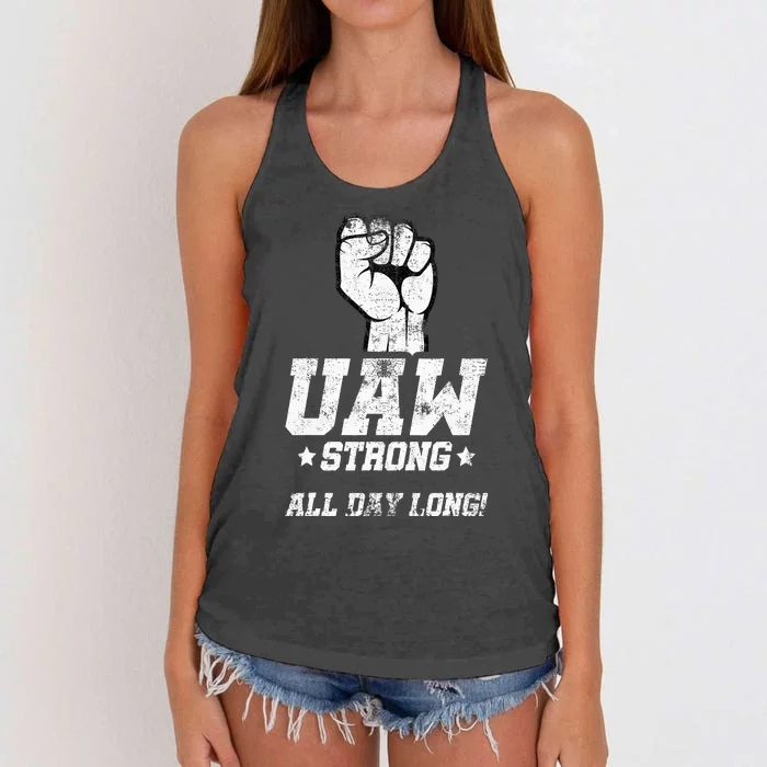 UAW Strike Red United Auto Workers Picket Sign Women's Knotted Racerback Tank