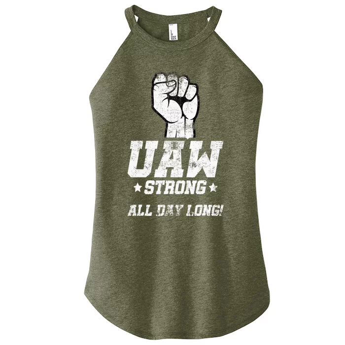 UAW Strike Red United Auto Workers Picket Sign Women’s Perfect Tri Rocker Tank