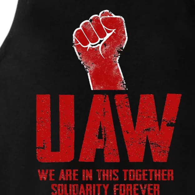 UAW Strike Red United Auto Workers Union UAW Strong Ladies Tri-Blend Wicking Tank