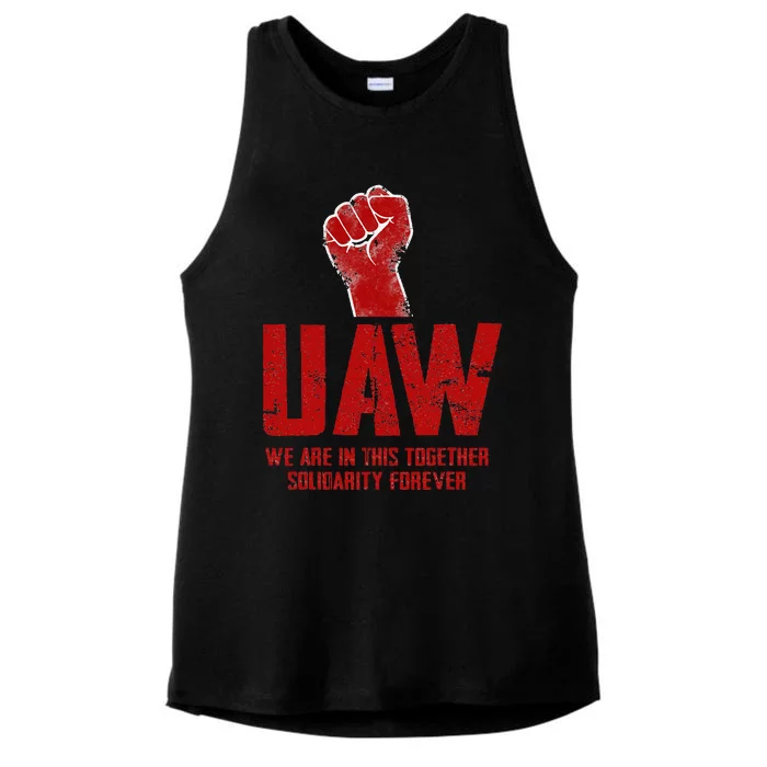 UAW Strike Red United Auto Workers Union UAW Strong Ladies Tri-Blend Wicking Tank