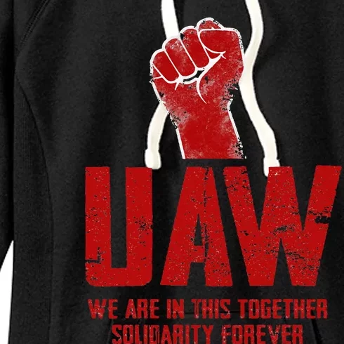 UAW Strike Red United Auto Workers Union UAW Strong Women's Fleece Hoodie