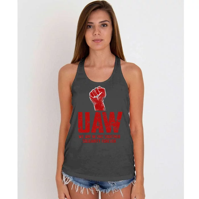 UAW Strike Red United Auto Workers Union UAW Strong Women's Knotted Racerback Tank