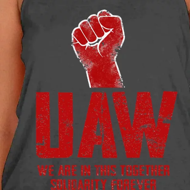 UAW Strike Red United Auto Workers Union UAW Strong Women's Knotted Racerback Tank