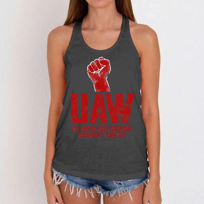 UAW Strike Red United Auto Workers Union UAW Strong Women's Knotted Racerback Tank