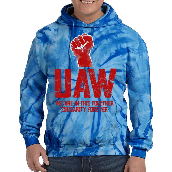 UAW Strike Red United Auto Workers Union UAW Strong Tie Dye Hoodie