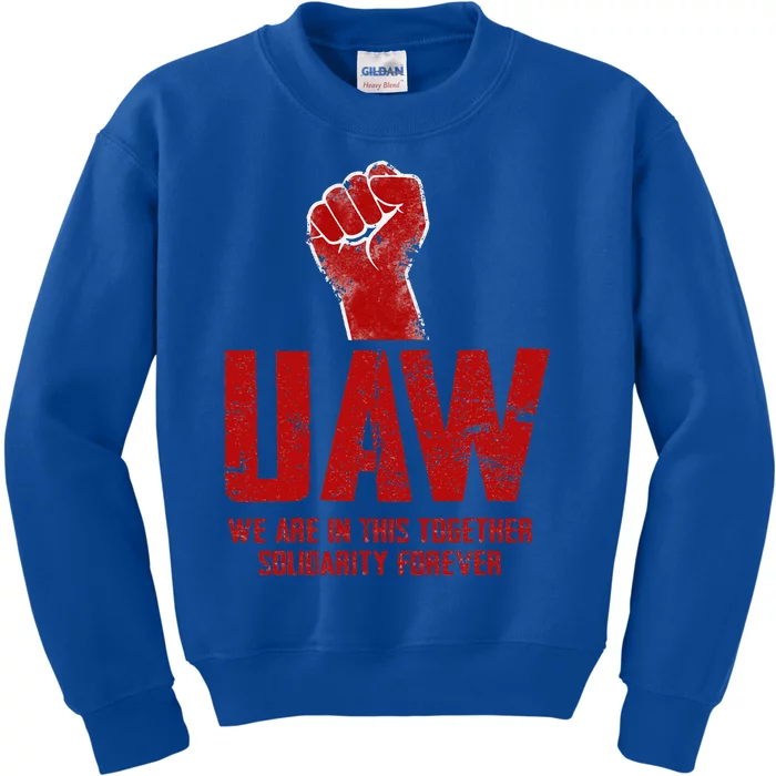 UAW Strike Red United Auto Workers Union UAW Strong Kids Sweatshirt