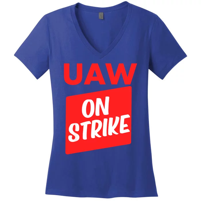 UAW Strike Red United Auto Workers Picket Sign Women's V-Neck T-Shirt