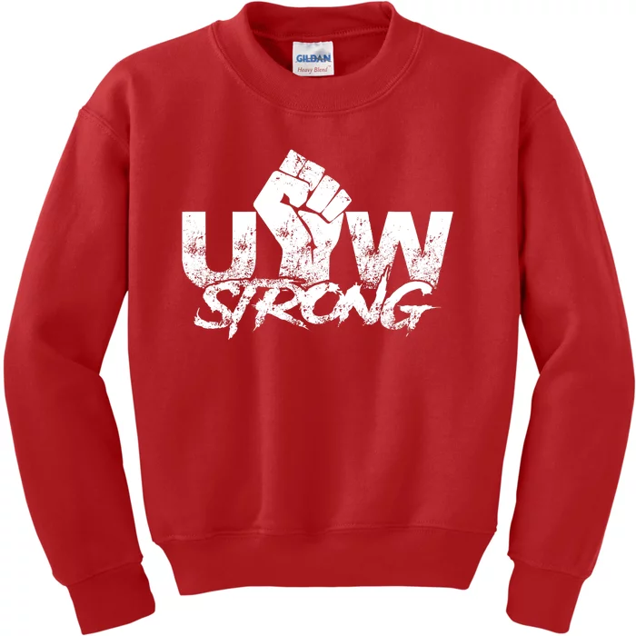 UAW Strike Red United Auto Workers Union UAW Strong Kids Sweatshirt