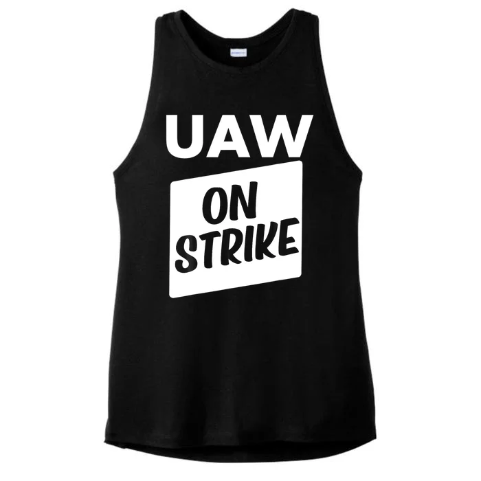 UAW Strike Red United Auto Workers Picket Sign Ladies Tri-Blend Wicking Tank