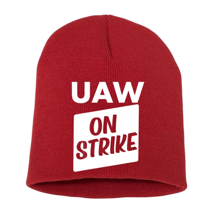 UAW Strike Red United Auto Workers Picket Sign Short Acrylic Beanie