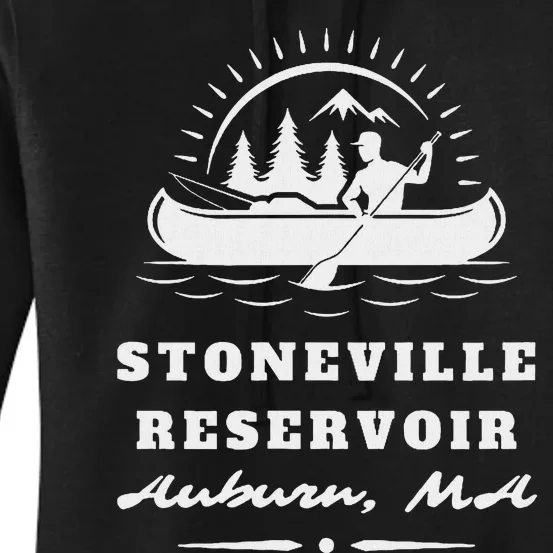 Upper Stoneville Reservoir Auburn Massachusetts Canoe Sunny Women's Pullover Hoodie