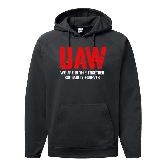 UAW Strike Red United Auto Workers Union UAW Strong Performance Fleece Hoodie