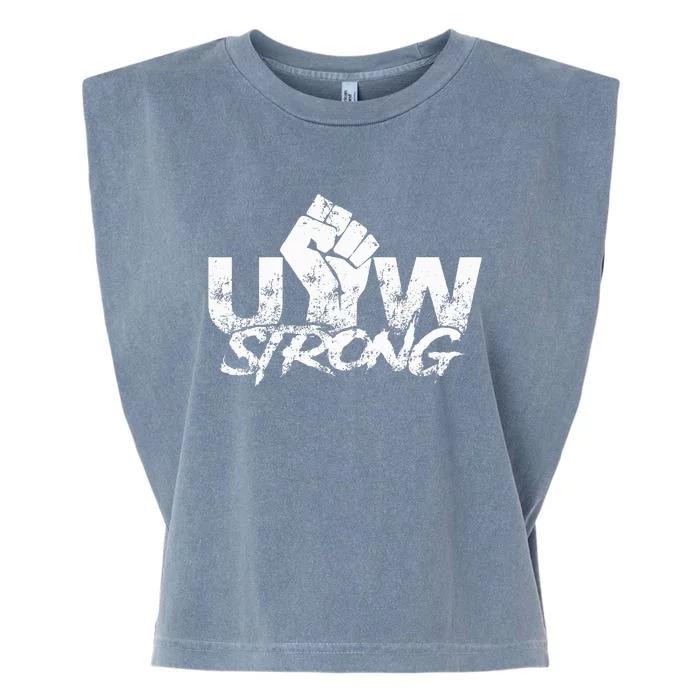 UAW Strike Red United Auto Workers Union UAW Strong Garment-Dyed Women's Muscle Tee