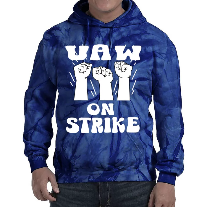 UAW Strike Red T United Auto Workers UAW On Strike Tie Dye Hoodie