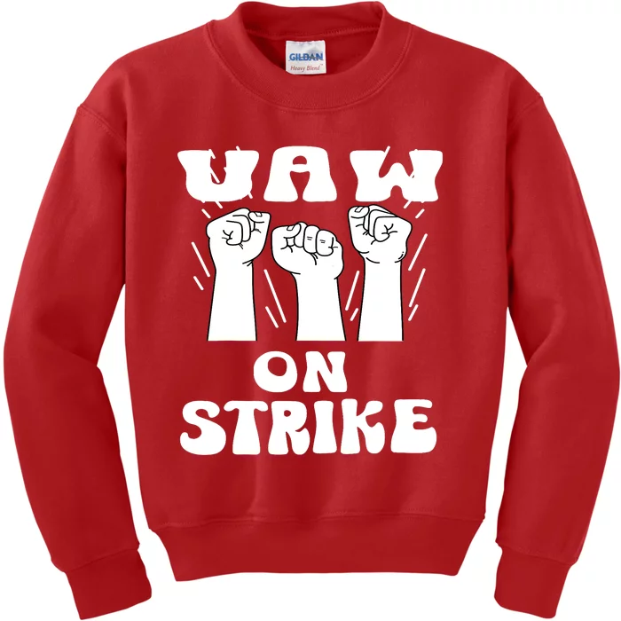 UAW Strike Red T United Auto Workers UAW On Strike Kids Sweatshirt