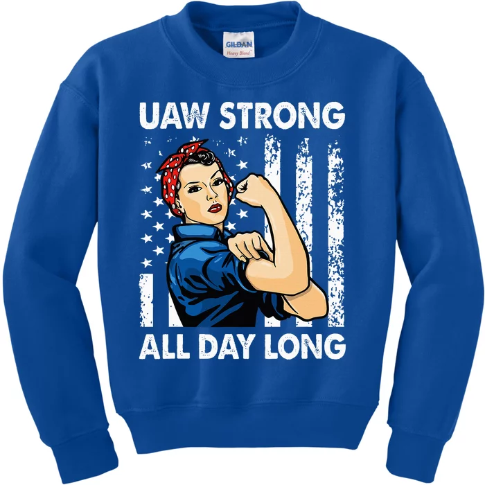 UAW Strike Red United Auto Workers Picket Sign Kids Sweatshirt