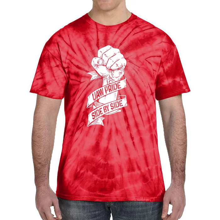 UAW Strike Red T United Auto Workers Picket Sign Tie-Dye T-Shirt