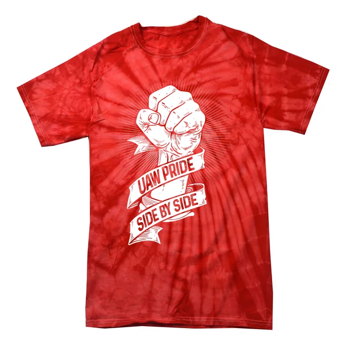 UAW Strike Red T United Auto Workers Picket Sign Tie-Dye T-Shirt