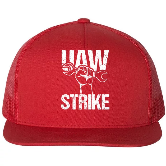 UAW Strike Red United Auto Workers Picket Sign Trending Design Flat Bill Trucker Hat